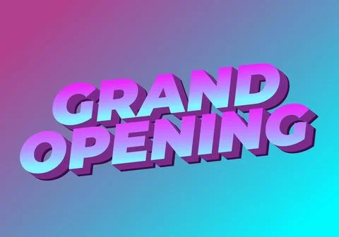 Grand opening. Text effect in modern colors with 3D style Illustrazione stock