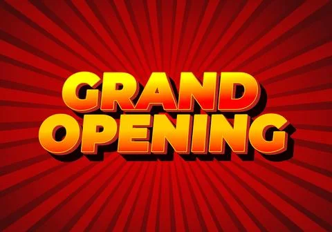 Grand opening. Text effect in modern colors with 3D style Stock Illustration