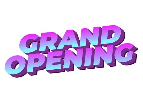 Grand opening. Text effect in modern colors with 3D style Illustrazione stock