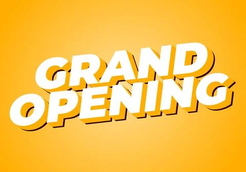 Grand opening. Text effect in modern colors with 3D style Illustrazione stock