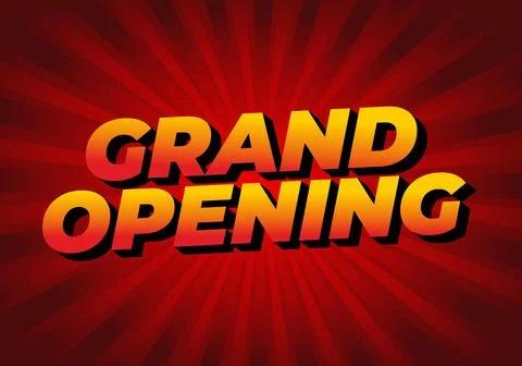 Grand opening. Text effect in modern colors with 3D style Stock Illustration