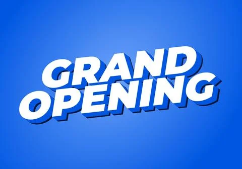 Grand opening. Text effect in modern colors with 3D style Stock Illustration