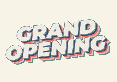 Grand opening. Text effect in modern colors with 3D style Stock Illustration