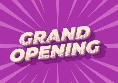 Grand opening. Text effect in modern colors with 3D style Illustrazione stock