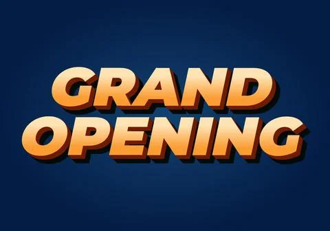 Grand opening. Text effect in modern colors with 3D style Stock Illustration