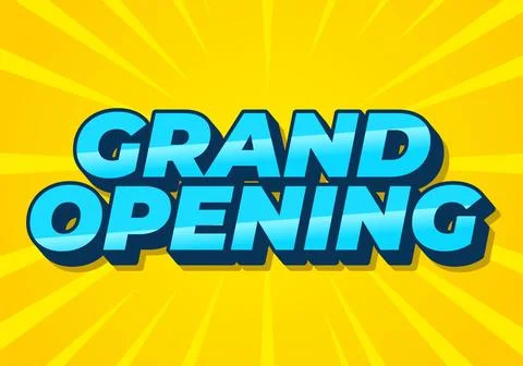 Grand opening. Text effect in modern colors with 3D style Stock Illustration
