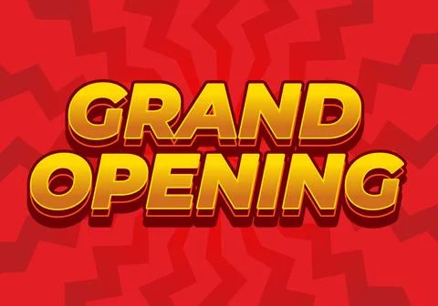 Grand opening. Text effect in modern colors with 3D style Illustrazione stock