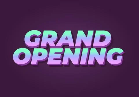 Grand opening. Text effect in modern colors with 3D style Illustrazione stock