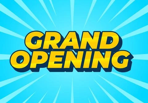 Grand opening. Text effect in modern colors with 3D style Illustrazione stock