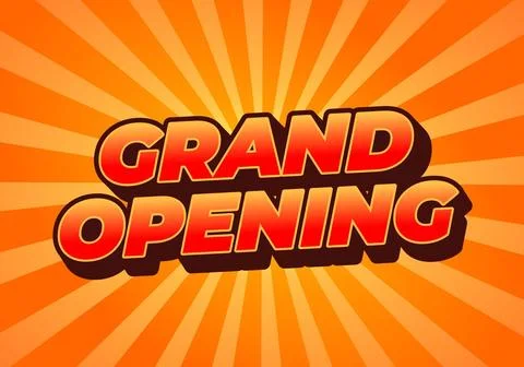 Grand opening. Text effect in red orange color with 3 dimension effect Illustrazione stock