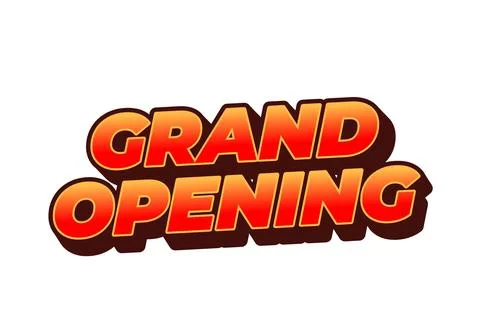 Grand opening. Text effect in red orange color with 3 dimension effect Stock Illustration