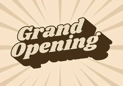 Grand opening. Text effect in vintage color with 3 dimension effect Illustrazione stock