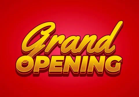 Grand opening. Text effect in yellow red color with 3 dimension effect Stock Illustration