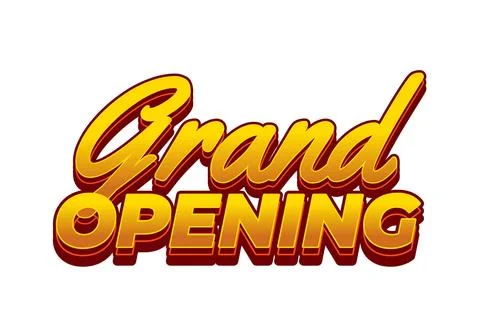 Grand opening. Text effect in yellow red color with 3 dimension effect Stock Illustration