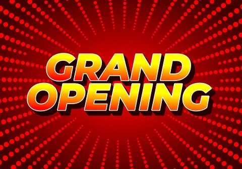Grand opening. Text effect in yellow red color with 3 dimension effect Illustrazione stock