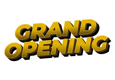 Grand opening. Text effect in yellow gold color with 3 dimension effect Stock Illustration