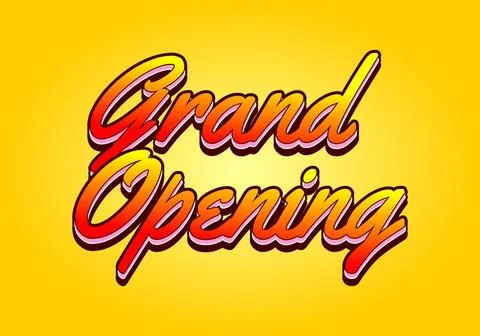 Grand opening. Text effect in yellow red color with 3 dimension effect Stock Illustration