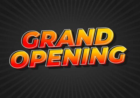 Grand opening. Text effect in yellow red color with 3 dimension effect Stock Illustration