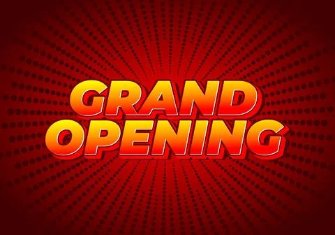 Grand opening. Text effect in yellow red color with 3 dimension effect Illustrazione stock