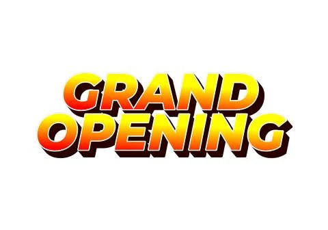 Grand opening. Text effect in yellow red color with 3 dimension effect Stock Illustration