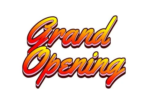 Grand opening. Text effect in yellow red color with 3 dimension effect 스톡 일러스트