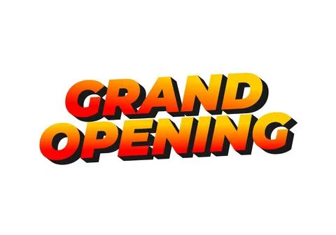 Grand opening. Text effect in yellow red color with 3 dimension effect Stock Illustration