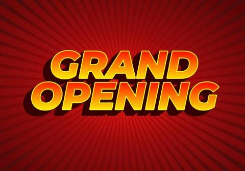 Grand opening. Text effect in yellow red color with 3 dimension effect Stock Illustration