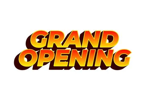 Grand opening. Text effect in yellow red color with 3 dimension effect Stock Illustration