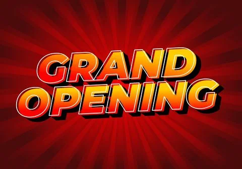 Grand opening. Text effect in yellow red color with 3 dimension effect 스톡 일러스트