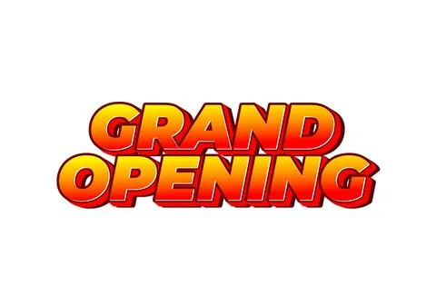 Grand opening. Text effect in yellow red color with 3 dimension effect Stock Illustration