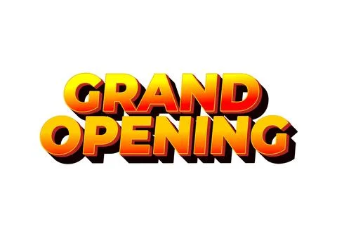 Grand opening. Text effect in yellow red color with 3 dimension effect Stock Illustration
