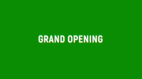 Grand opening text notification glitch effect animation on black background 스톡 동영상 313439147
