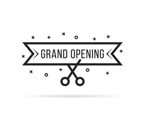 Grand opening with thin line scissors Stock Illustration