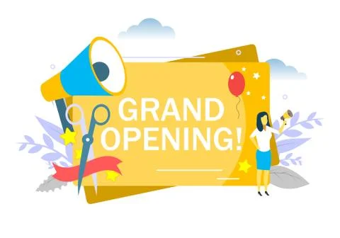 Grand opening, vector flat style design illustration Stock Illustration