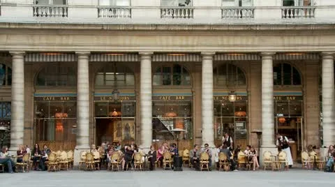 Grand Outdoor Cafe - Paris France Stock Footage
