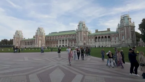 Grand Palace Facade at Tsaritsyno in Soft Afternoon Light Stock Footage 340355741