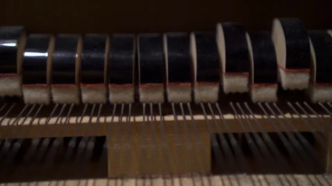Grand piano from the inside with strings Stock Footage 97652299