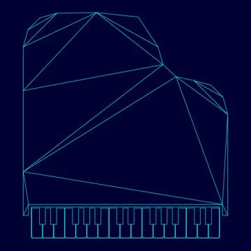 Grand piano low poly triangulation triangulated polygonal electric cyan blu.. Stock Illustration