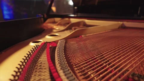 Grand piano strings with smooth camera movement Stock Footage 324756025