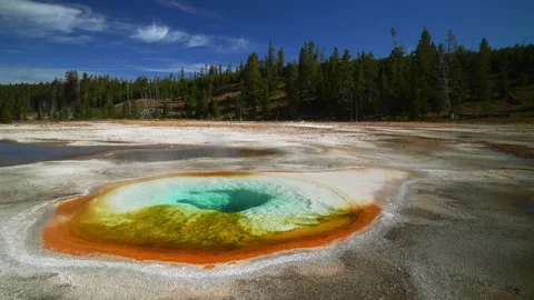 Grand Prismatic Spring Mid Geyser Basin Biscuit Basin Morning Glory Opal Pool Video stock 335967629