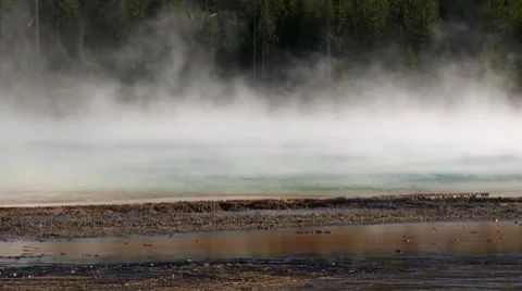 Grand Prismatic Spring in Yellowstone Stock Footage 8678348