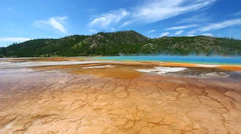 Grand Prismatic Spring - Yellowstone Stock Footage 33445273