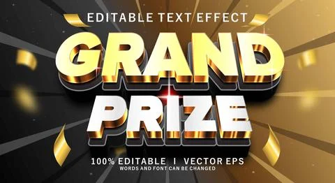 Grand prize 3d vector text effect with modern style design Stock Illustration