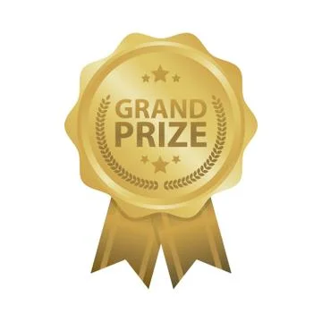 Grand prize win gold badges vector illustration Stock Illustration