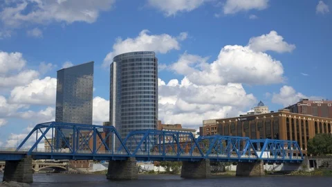 Grand Rapids Blue Bridge Timelapse Stock Footage 108509770