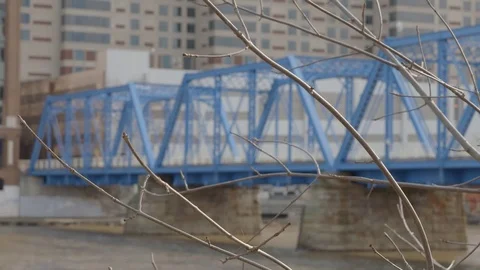 Grand Rapids Rack Focus to Bridge Stock Footage 85368332