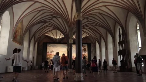 Grand refrectory in Malbork castle, Poland Stock Footage 278430837