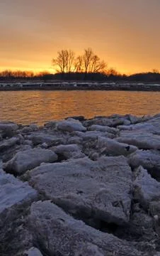 Grand River Ice Chunks Stock Photos
