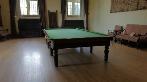 Grand Room Pool Table Interior Victorian Gothic Revival Style 스톡 동영상 66005107