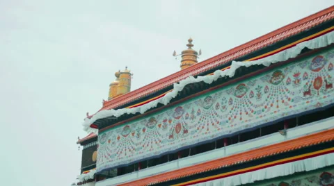 Grand Sutra Hall of the Labrang Monastery, Xiahe, China Stock Footage 55770951